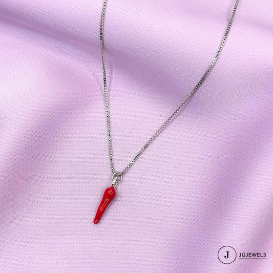 Collana Corno Rosso argento