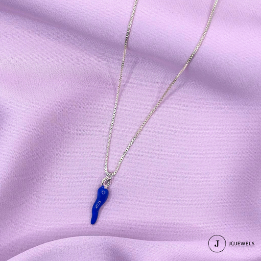 Collana Corno Blu argento