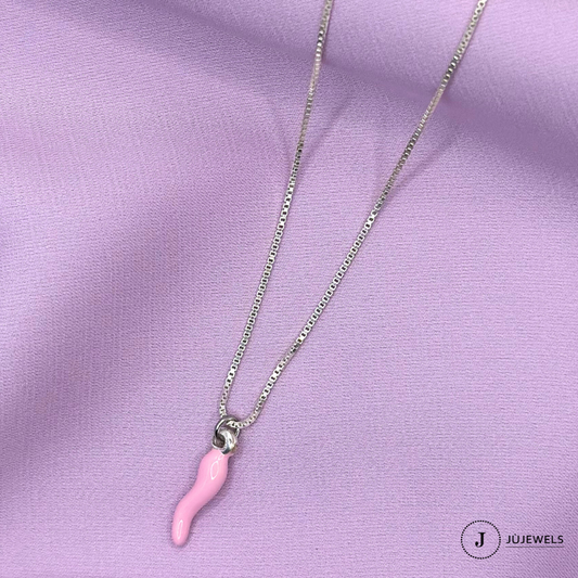 Collana Corno Rosa argento