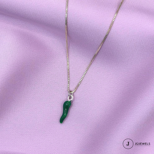 Collana Corno Verde argento